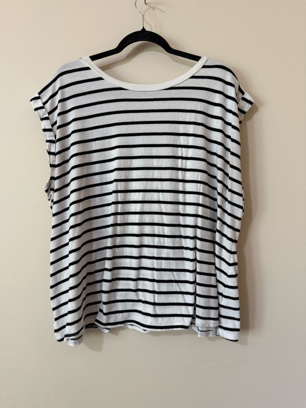 Ava & Viv Black and White Striped Tank Top